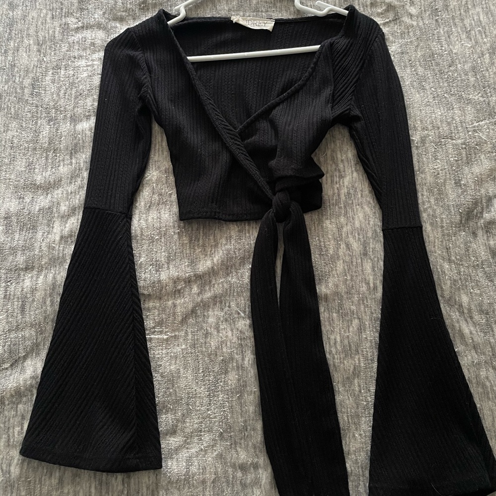 Audrey Wrap Top with Flare Sleeves
